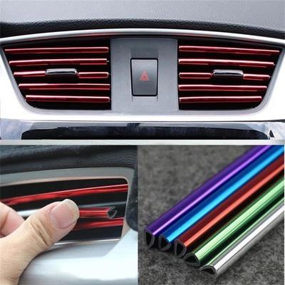10pcs Air Vent Grille Switch Rim Trim Sticker U Style Air Conditioner Outlet Decoration Strip Interior Exterior DIY Car Styling