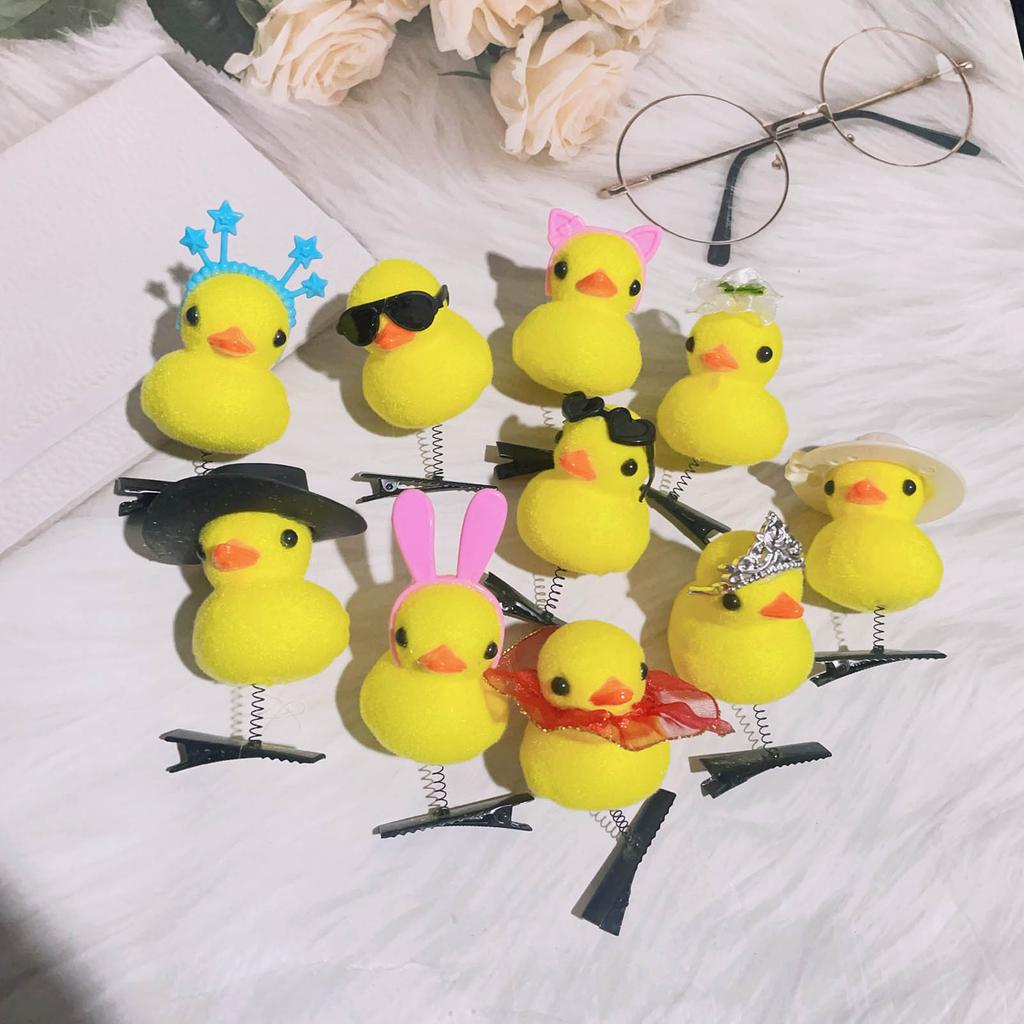 Set of 10 Little Yellow Duck Hairpin 3D Headset Clip Cute Hairpins Fashionable DIY Duckbill Clip for Headwear Enthusiast