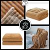 Brown Embossed Striped Blanket 200x220 Cm Plaid Bed Armchair Warm Gift