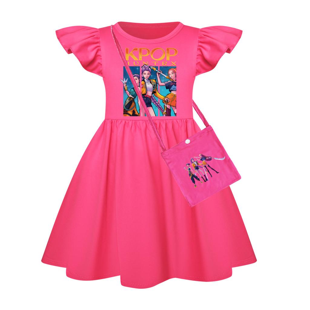 Vestido de Dormir Curto Kpop Demon Hunters Girl com Barra Franzida Para Conforto Ki