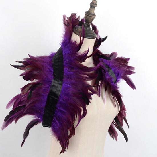 Gothic Feather Shrug Cape for Women Victorian Shoulder Wrap Shawl Collar for Halloween Cosplay Party Costume Accessories