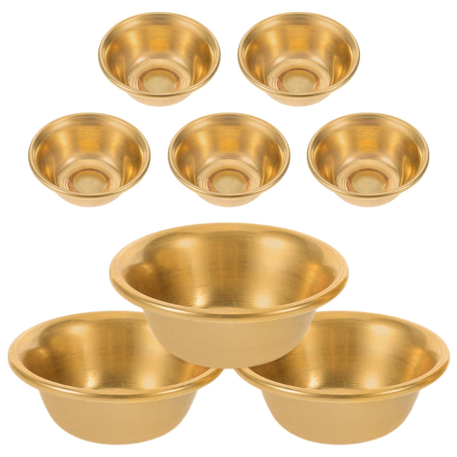 8Pcs Mini Brass Buddhist Offering Bowls 2 Inch Copper Ritual Water Bowls for Temple Altar Meditation Holy Water Ceremony China Mainland