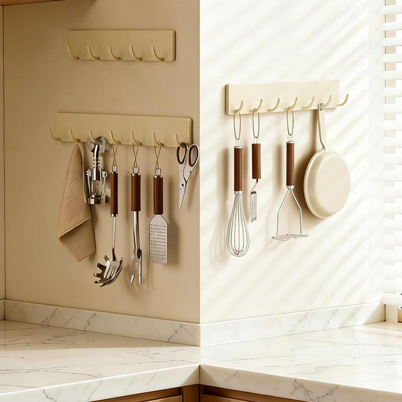 Kitchen Non-drilling Magnetic Hook Door Rear Hook for Hanging Spatulas and Spoons - Seamless Wall-mounted Storage Rack