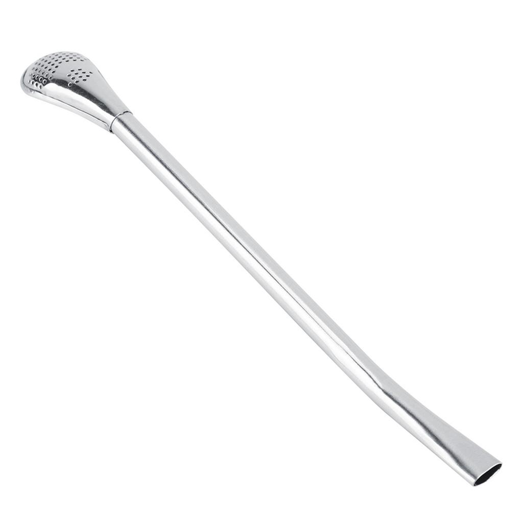 Stainless Steel Metal Drinking Straw Spoon Resuable Washable Cocktail Spoons L
