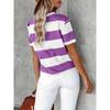 Short Sleeve Striped T-Shirt, Crew Neck Casual Top For Summer & Spring, Women's Clothing