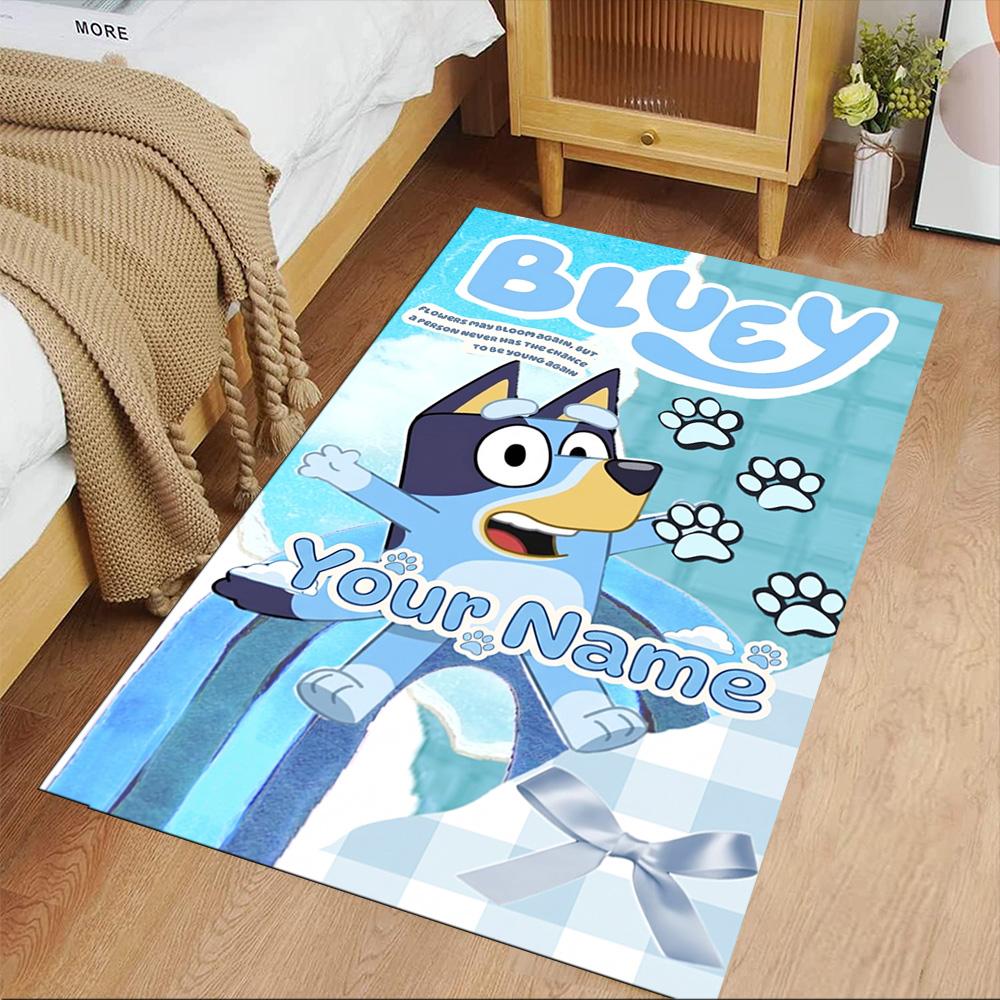 Bluey Customized Name Area Rug Perfect for Entryway Decorate room Study room Dining Room Anti-slip Rug Decorate Offices Wedding Party Gift