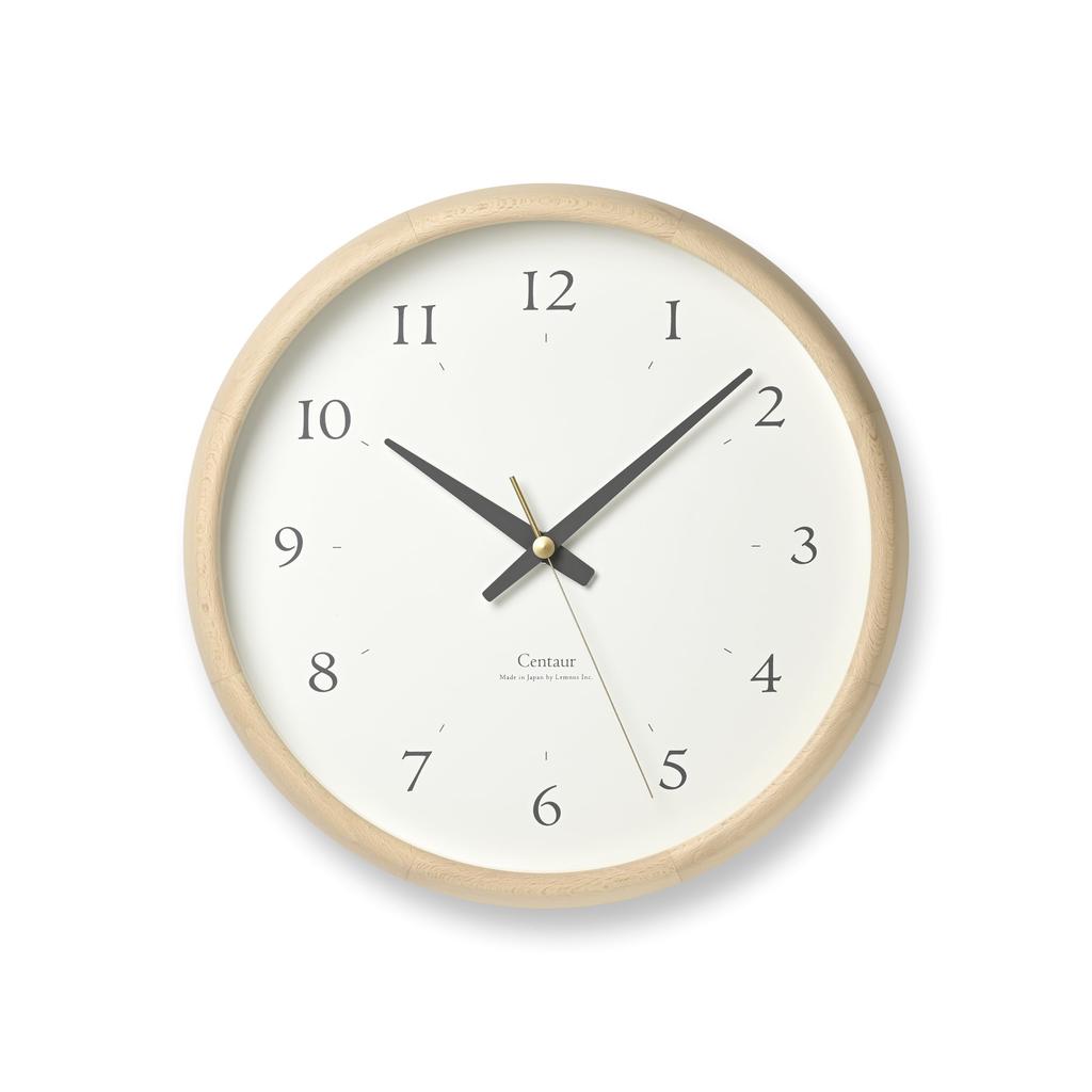 Lemnos Wall Clock Centaur Clock Natural Wood White Centaur Clock WH Lemnos 26.8cm PC23-14