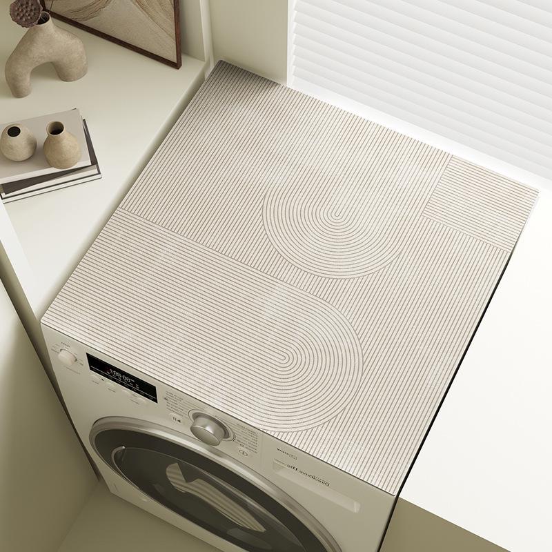 Wabi-Sabi Style Anti-Slip Dustproof Washing Machine Lid Cover Pad with Water Absorption.