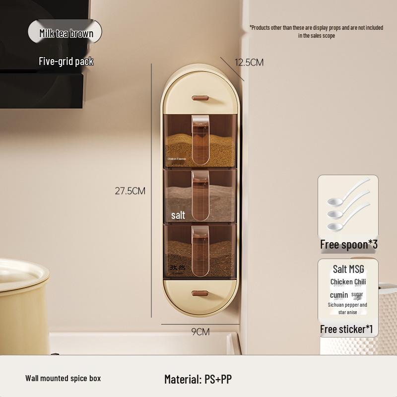 Luxury Kitchen Condiment Set: 4-Grid Storage Jars for Salt, Sugar, and Seasonings