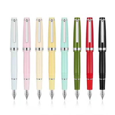 Jinhao 82 Fresh Color Fountain Pen Silver Trim Acrylic Barrel Fine Nib for Writing Calligraphy