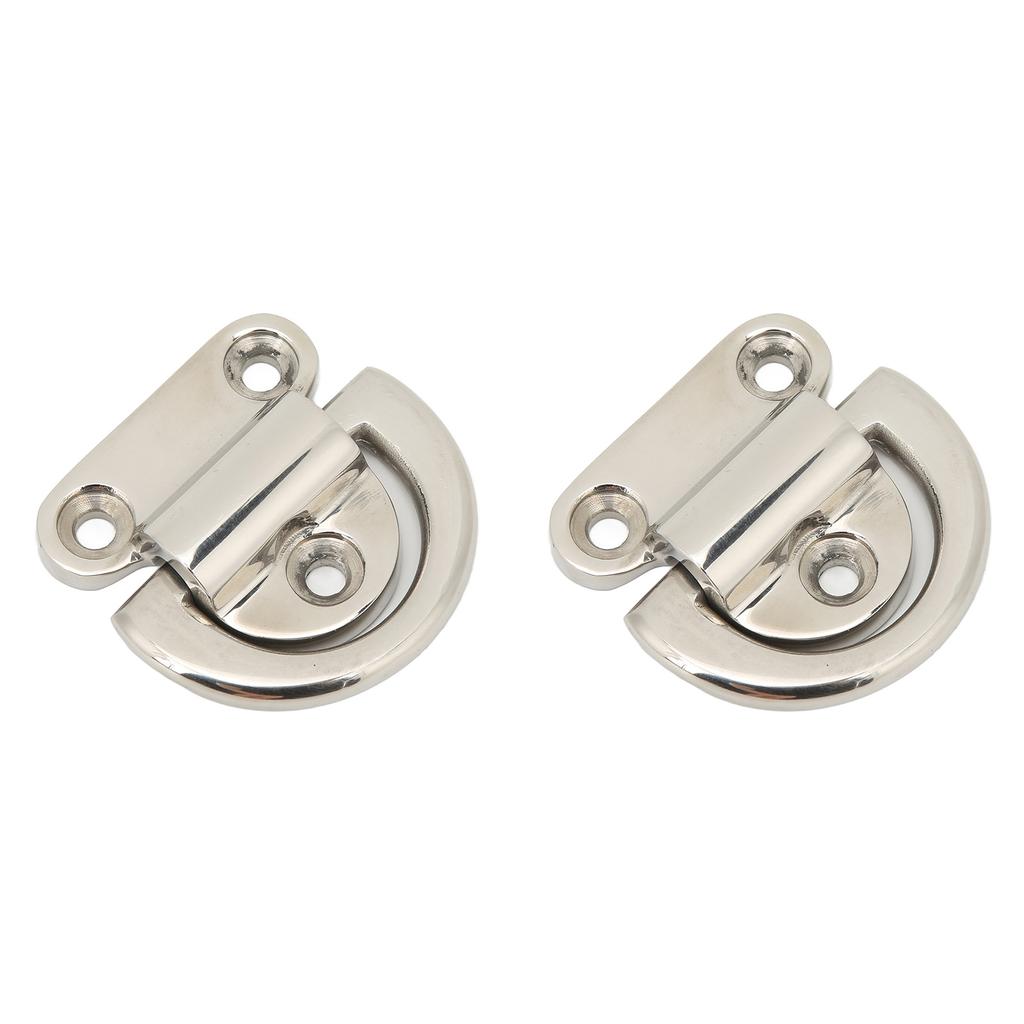 Stainless Steel Marine Folding Pad Eye Cleat Heavy Duty D Ring Tie Down 60x58mm for Boat Yacht