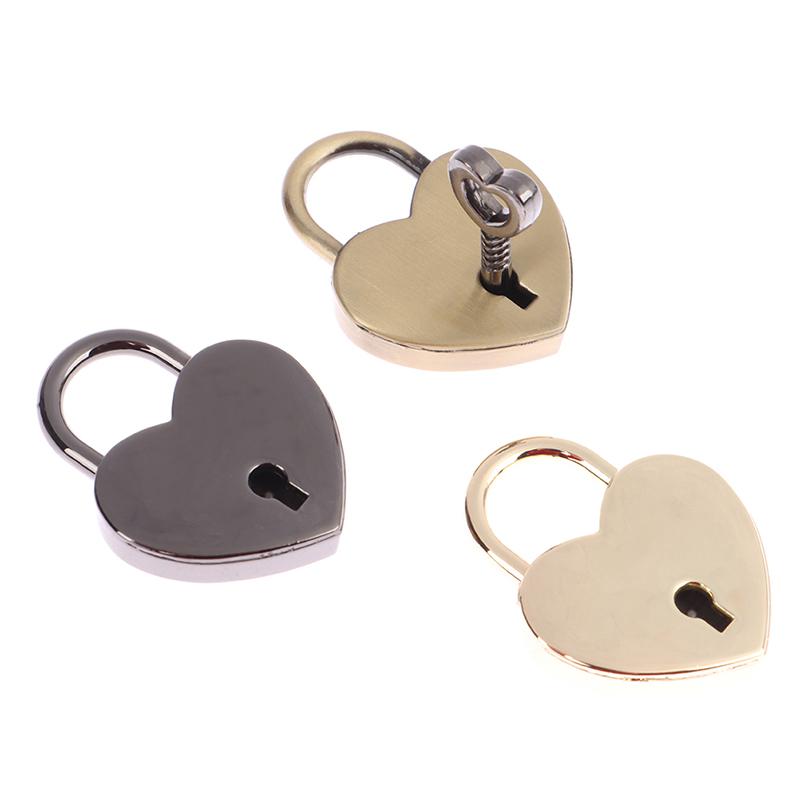 Cadenas Mini en Métal Vintage en Forme de Cœur pour Sac Valise Boîte à Bagages Serrure à Clé Avec Clé