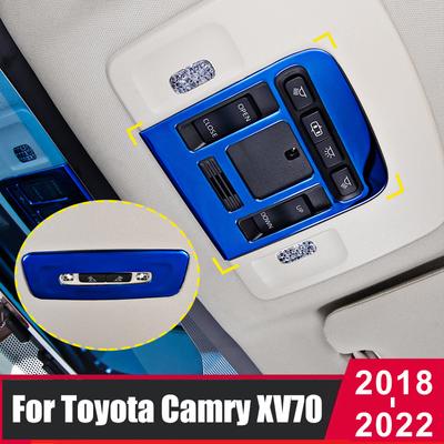 Stainless Steel Car Interior Front Reading Light Lamp Panel Cover Trim For Toyota Camry 70 XV70 2018- 2022 2023