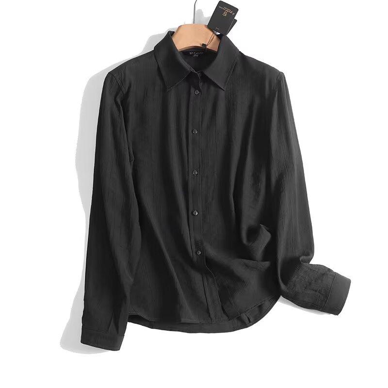 

Spring Women s French Style Drapey Long Sleeve Shirt Small