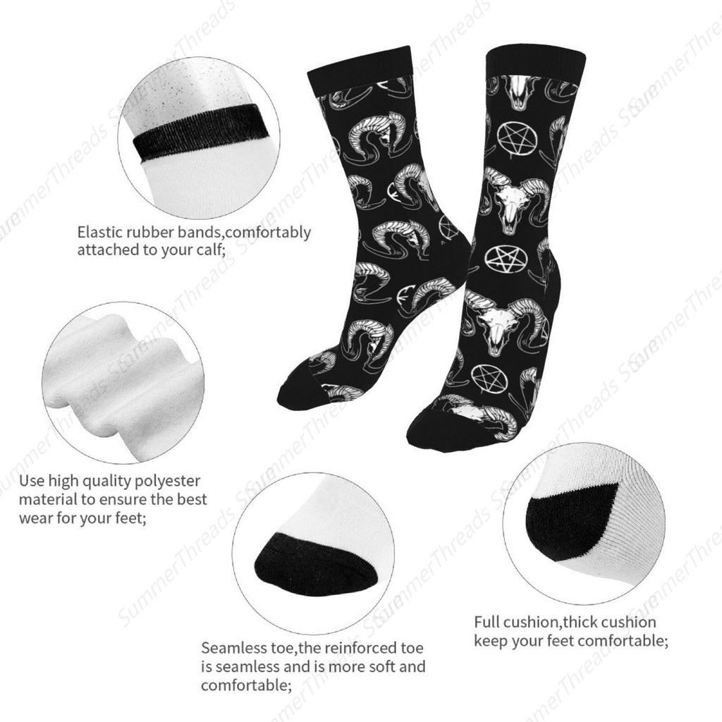 Horror Ziege Pentagramm Gothic Wicca Halloween Lässige Unisex Neuheit Lustige Socken Mode Bequem Männer Und Frauen Verrücktes Kleid