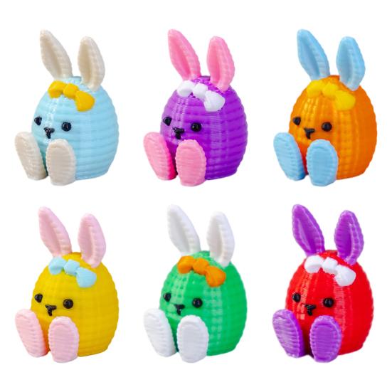 

6 Pcs Easter Mini Bunny Figurine Resin Tiny Bunny Egg Ornaments for Dollhouse Fairy Garden Decor Spring Party Favors