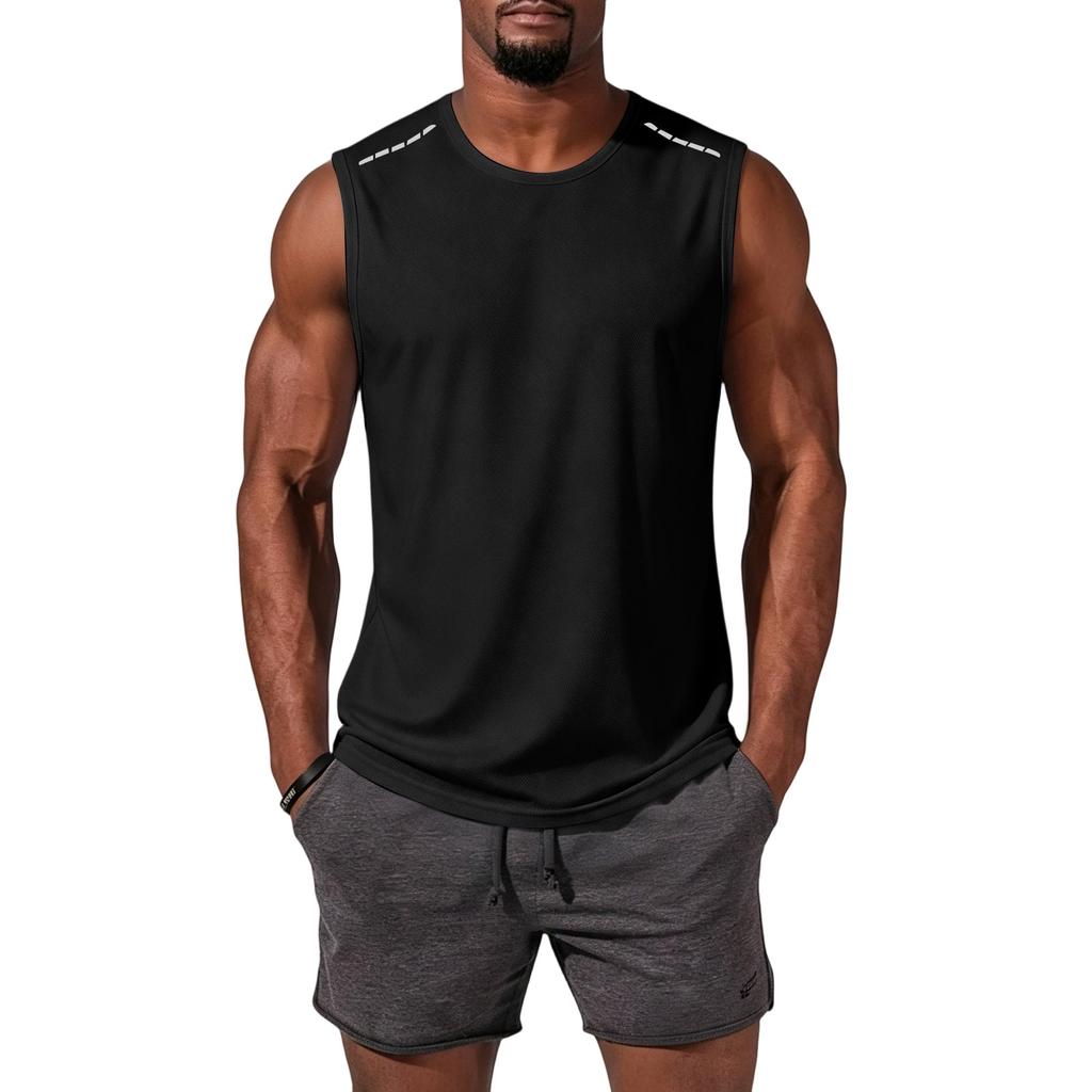 Men Sleeveless Shirt Set Quick Dry Vest Running Summer Beach Fitness Muscle Tank Top Breathable Lightweight Sportswear