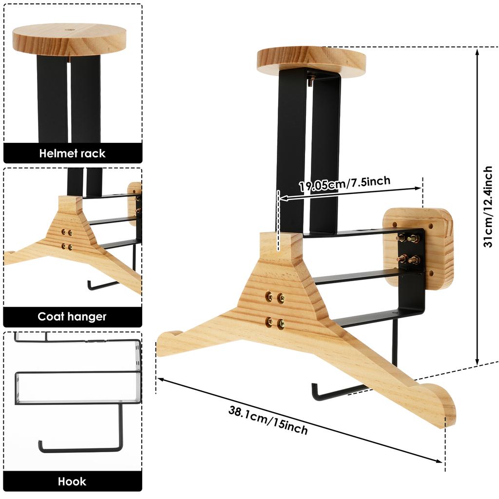 Wall Mount Motorcycle Helmet Holder Wood Coat Hats Display Hanger Bike Motorcycle Helmet Storage Plate Rack Accessories