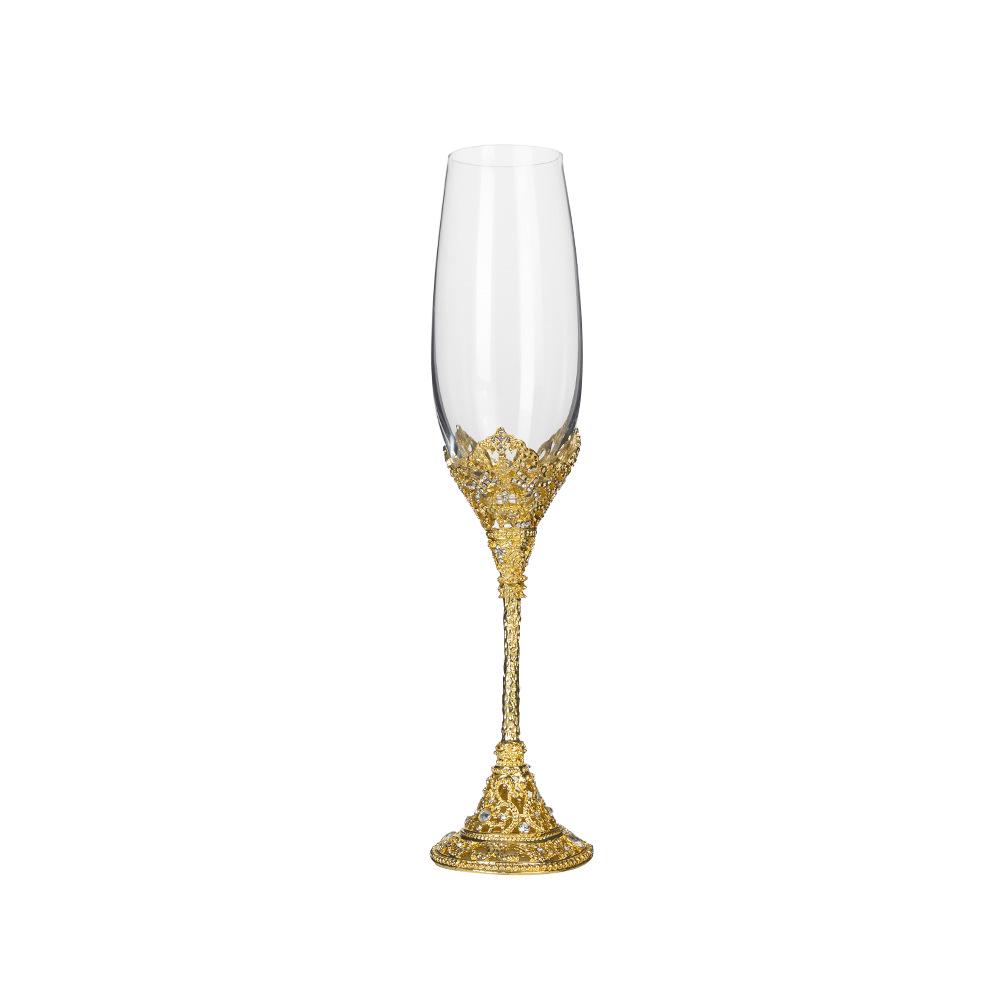 Vintage Bubble Embossed Champagne & Wine Crystal Glass Set with Gift Box