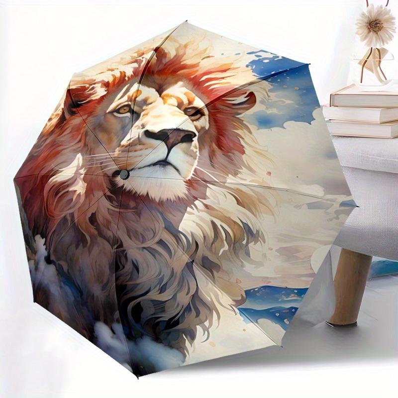 1pc Lion King Automatic Open/Close Umbrella Sturdy Iron Frame, Compact Travel Umbrella - Perfect Gift for Women, Men, Birthdays, Anniversari
