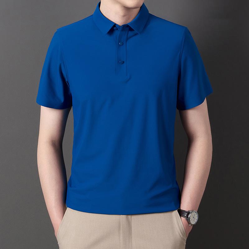 Short Sleeve T-Shirt Men'S Business Lapel Polo Shirt Solid Color Casual Half Sleeve T-Shirt Men'S