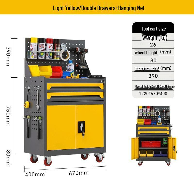 Multifunctional Mobile Tool Cart and Cabinet for Auto Repair and Workshop