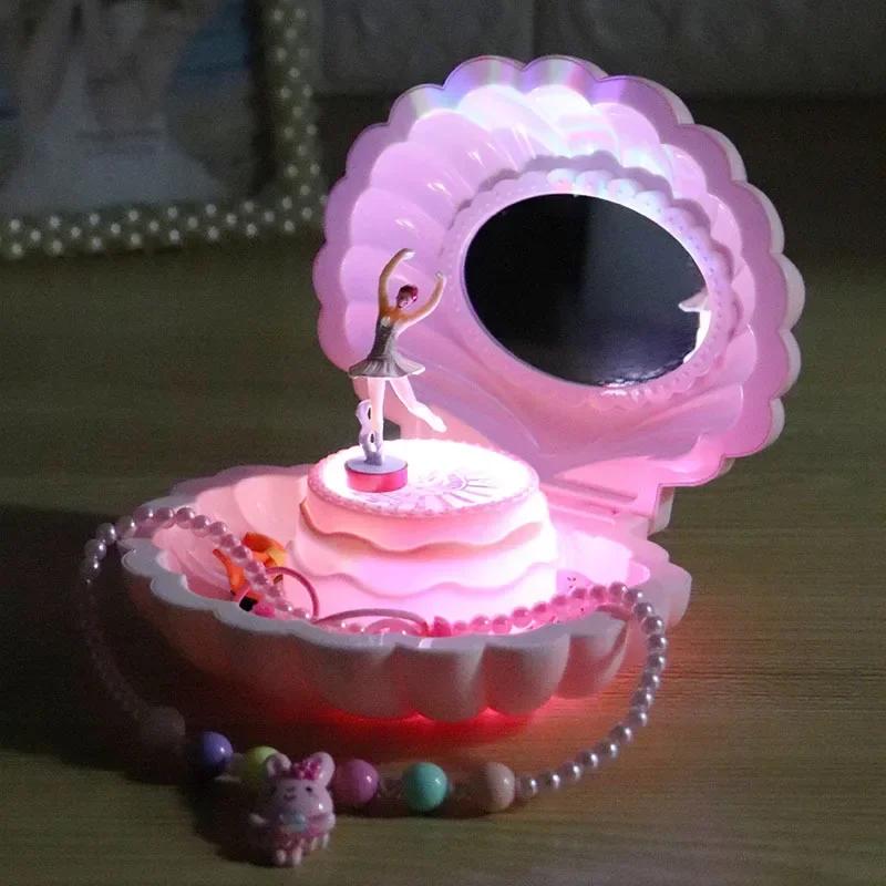 Princess-Themed Dance Girl Shell Music Box-Kids Mirror Jewelry Box Ideal Birthday Gift Cute Room Decoration Accessories Children