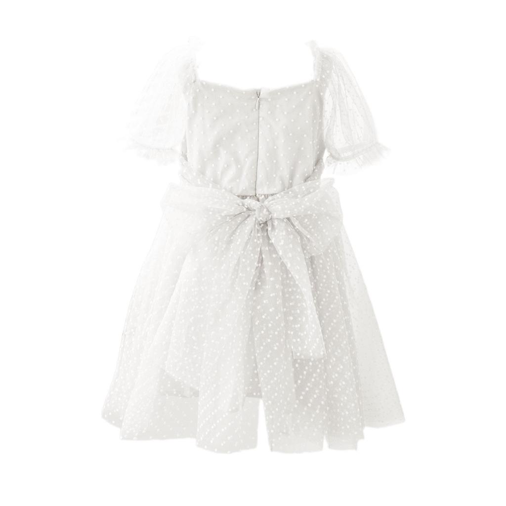 Dětská móda Nafouknuté rukávy Princeznovské šaty Síťované šaty