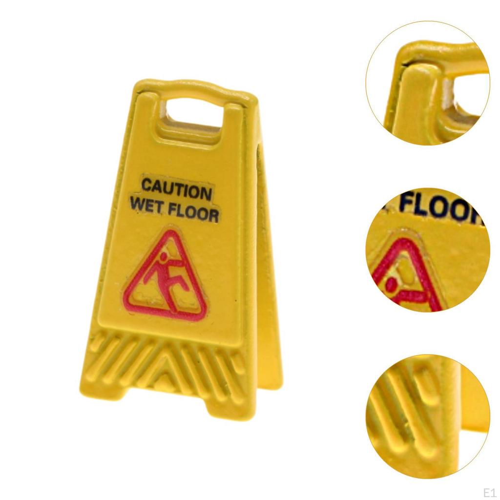 1 Inch Alloy Caution Sign Model for Dollhouse Accessories