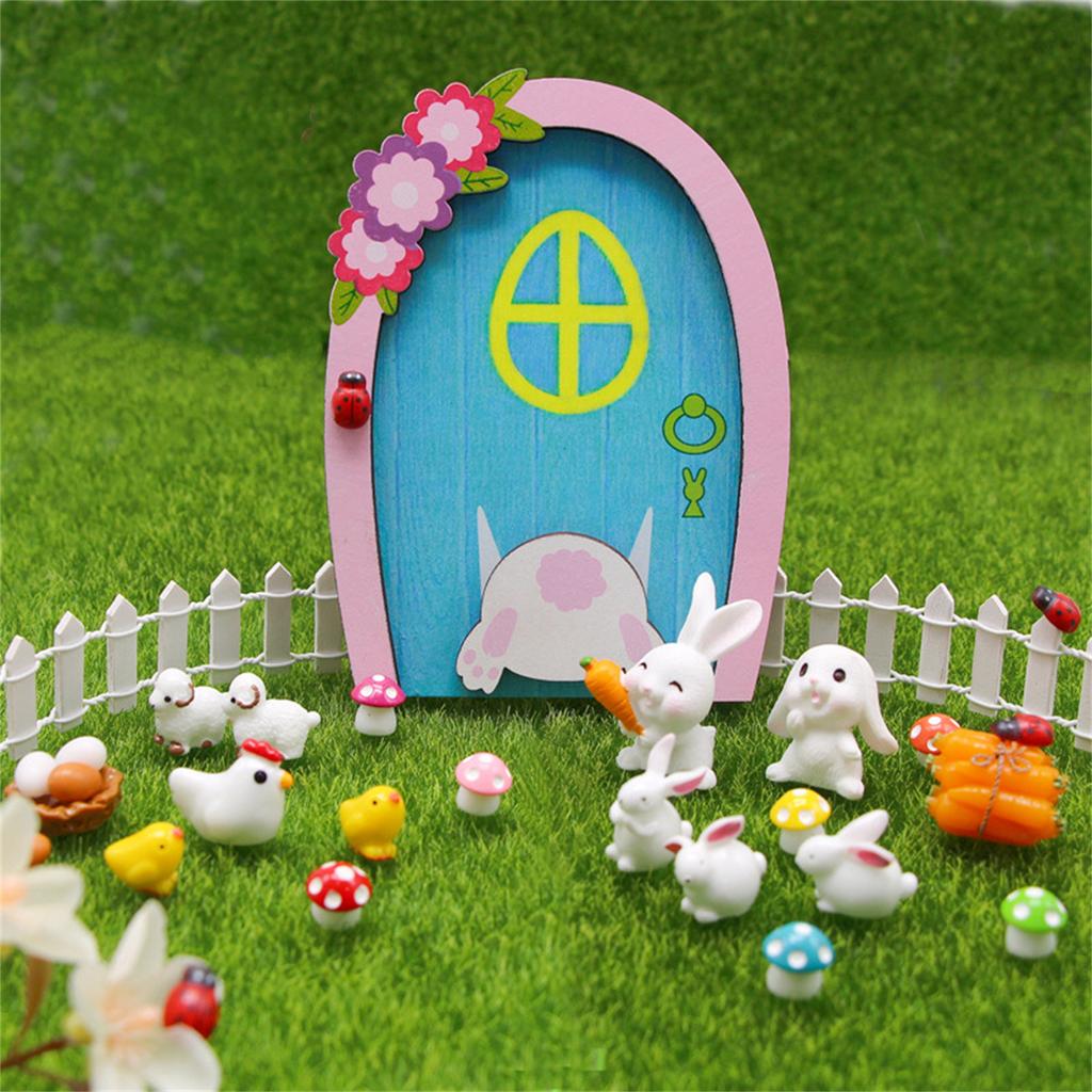 Festive Dollhouse Miniature Accessories Easter Ornaments Set Small Scene Model Collection Garden Animal Rabbit Chick DIY
