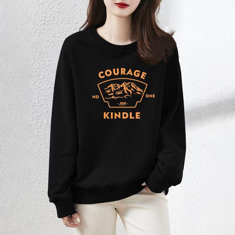 Simplicity Casual Autumn Winter Women O-Neck Letter Printing Korean Fashion Trend Versatile Loose Long Sleeve Sweatshirts Tops