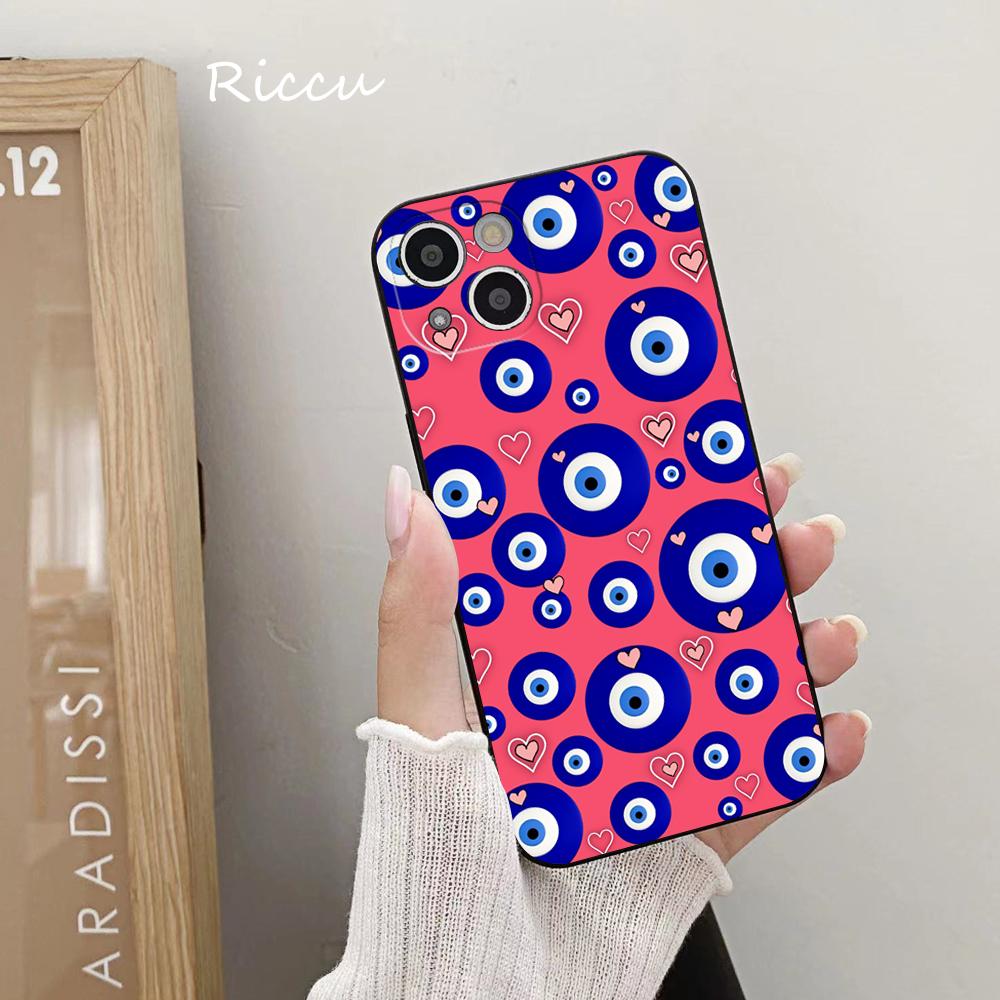 FOR IPhone Blue Nazar Boncuğu Evil Eye Phone Case 14 11 12 Pro 8 7 14 Plus X Pro 14 MAX 13 MINI XR XS 14 Pro Soft Phone Covers