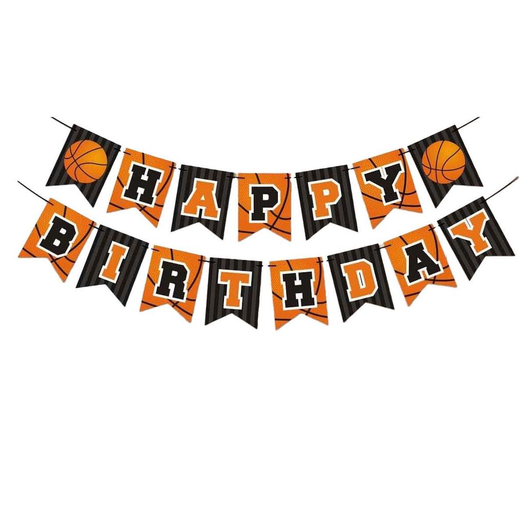 NBA Season Party Tableware: Basketball-Themed Plates, Napkins, and Tablecloth for Fan Birthdays and Celebrations.