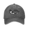 No Fear No Fear And Eyes Print Washed Denim Cap Casual Baseball Caps Adjustable Hat Summer Unisex Baseball Hats