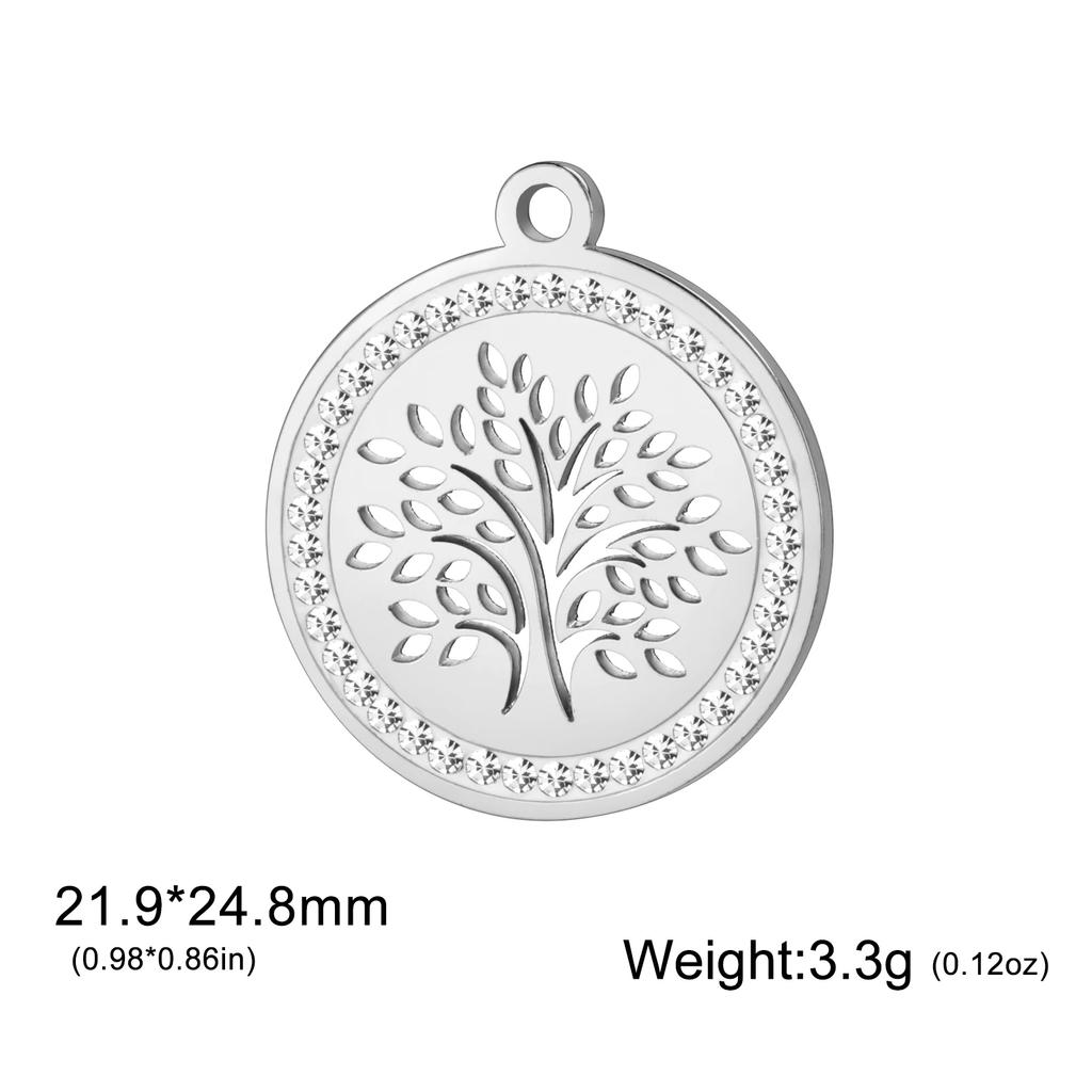 Xiaomi 3pcs/lot Amulet Tree of Life Round Clear Zircon Pendant Stainless Steel Gold Color Charms for Necklace Earring Jewelry Making
