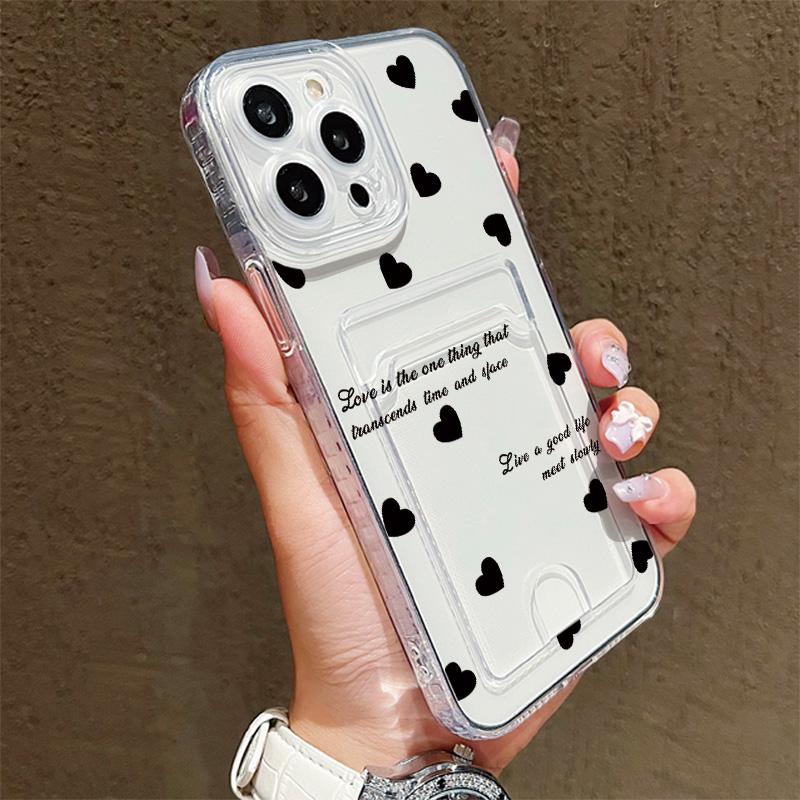 Card Slot Holder Silicone Wallet Pocket Case For iPhone 14 16 17 Xiaomi Redmi Note 13 Vivo V27E V27 Samsung S23 S24 S25 Ultra Cover Clear Phone Bumper