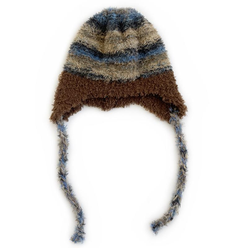 Korean Style Children's Colorful Plush Knit Hat - Soft, Warm Wool with Ear Protection