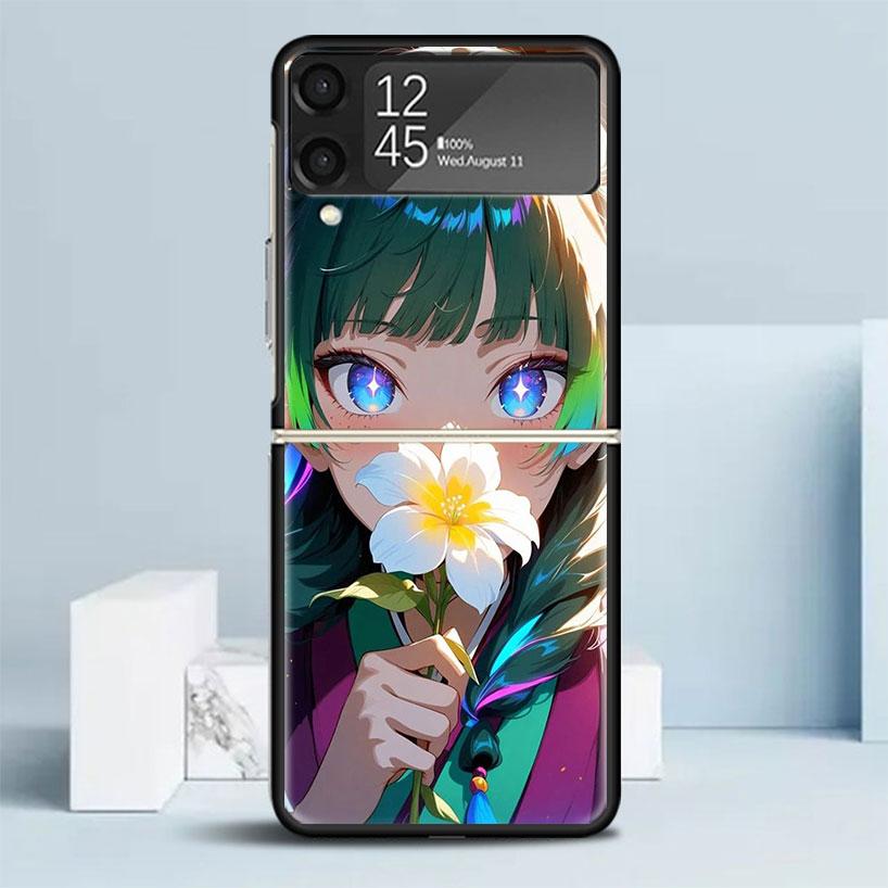 A-Apothecary D-Diaries Anime Black Cover for Samsung Galaxy Z Flip 7 6 5 4 3 5G Phone Case Flip7 Flip6 Flip5 Flip4 Flip3 Pattern