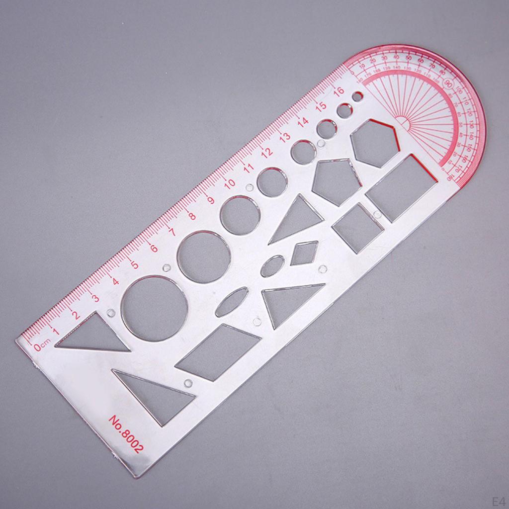 Multi-Function Drawing Ruler Stencil Geometric Plastic Template Rotary Mathematics for Drafting