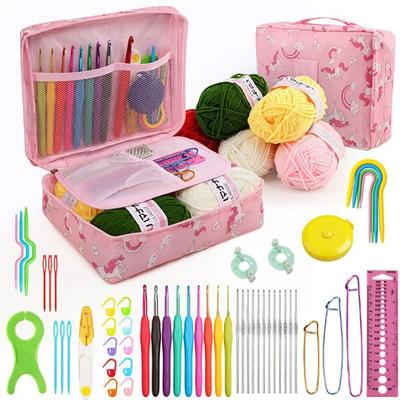 59-Piece Crochet Set DIY Beginner Crochet Full Set Material Pack Portable Yarn Knitting Tool Handmade Set