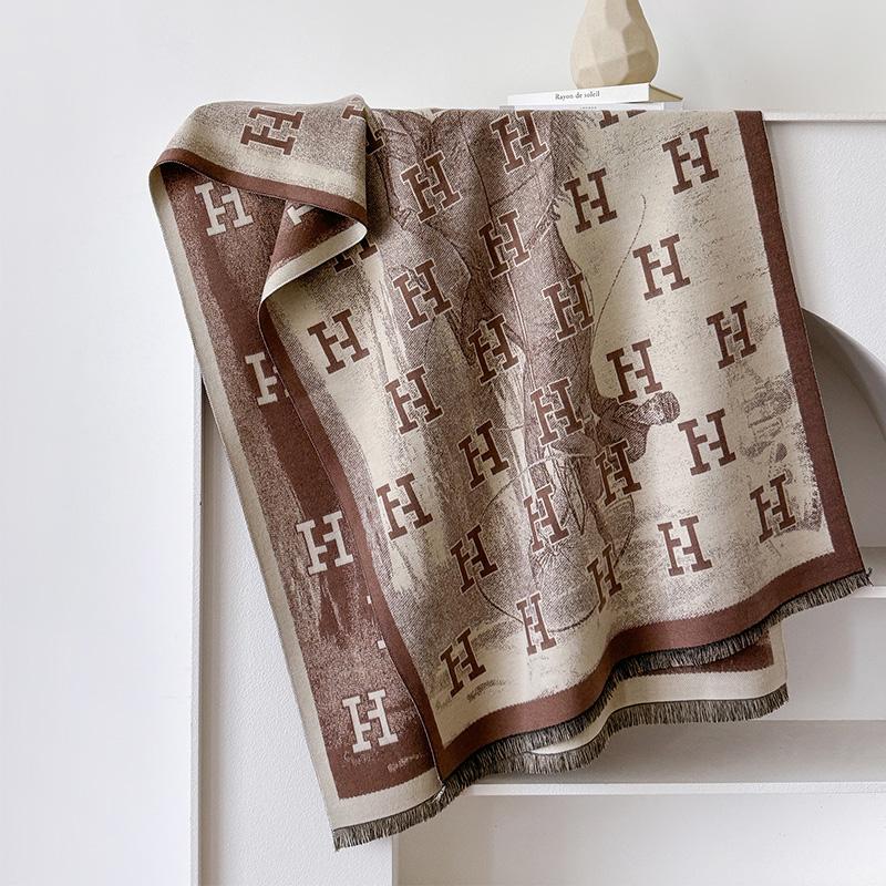 Новый женский модный шарф с буквами, роскошный осенне-зимний теплый шарф, шарф с принтом, пашмина, женский шарф