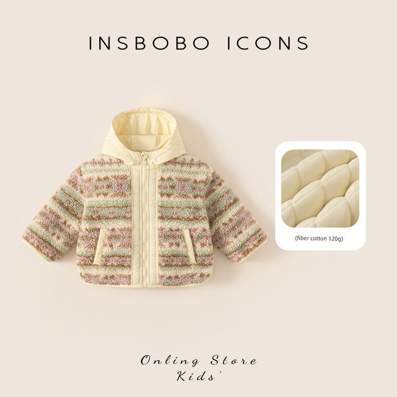 Insbobo Girls Jacket 2025 Winter New Style Padded Children s Thickened Winter Clothing for Girls, Stylish and Beautiful Cotton Coat Yellow 80