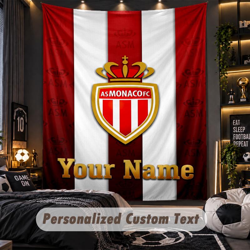 TapestryMonaco FC Custom Name Text Personalized Wall Hanging Tapestry Home Wall Decor