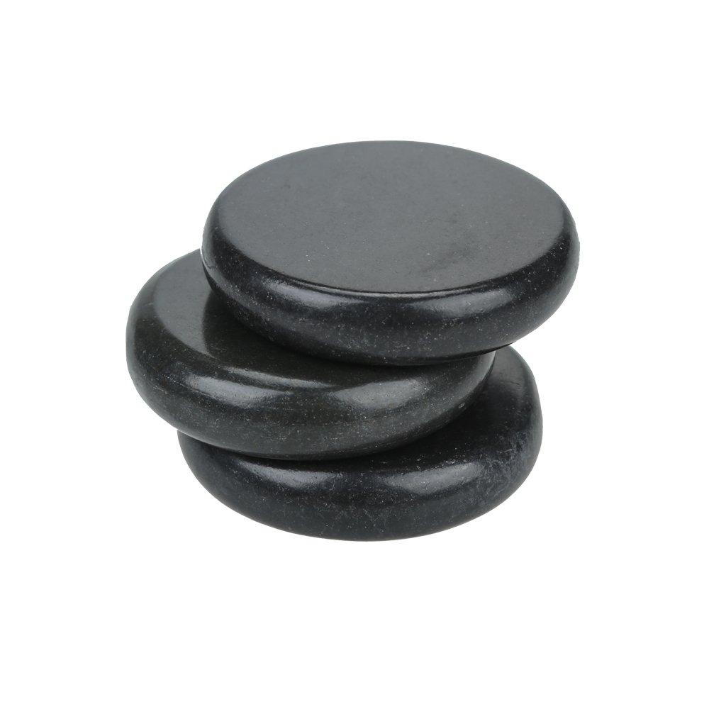 Windfulogo 4-Piece Hot Massage Stone Set - Natural Lava Basalt Spa Massage Warm Stones, Black (8x8cm)