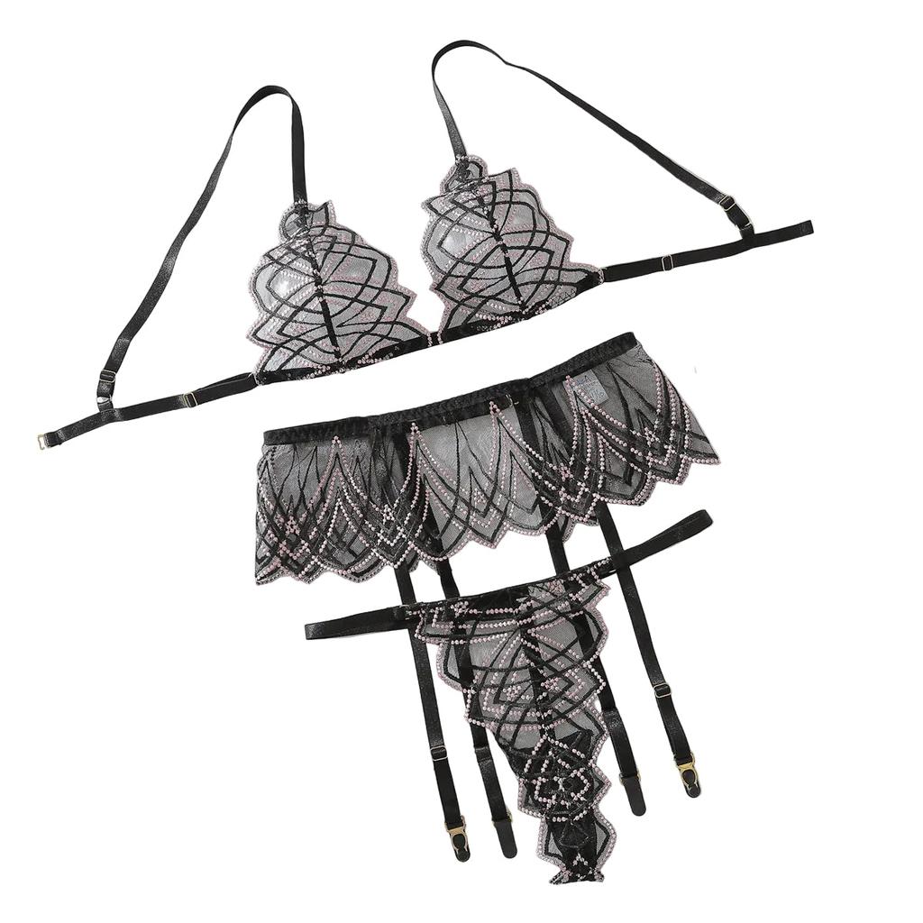 Mesh Perspective Slimming Bra Set 3 Piece Set Underwear