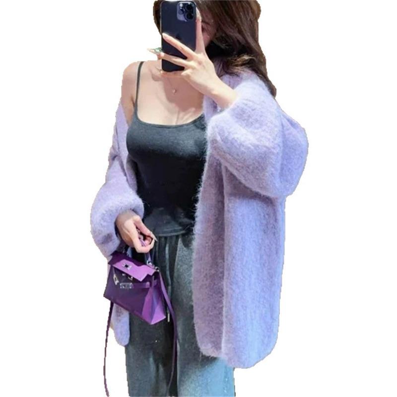 Autumn and Winter New Temperament Gentle Wind Sweater Jacket Women's Loose Meat Cover Soft Waxy Versatile Knitted Cardigan Top
