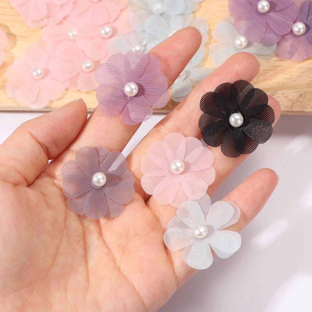 10pcs Cored Flowers Clothing Decoration Artificial Flower Pearl Stamens Clothing Patch Hat