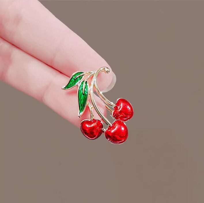 Enamel Cherry Brooches for Women Unisex Enamel Cherries Pins Office Party Collection Friends Gifts Accessories