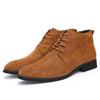 New Pointed Leather Shoes Men's Velvet and Cotton High-top Trend British Casual Leather Shoes Leather Boots Korean Version