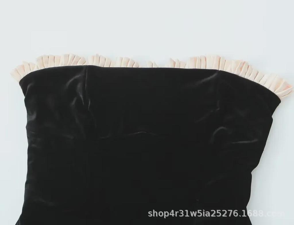 2024 Spring European & American French-Inspired Sexy Lace-Up Tube Top Dress